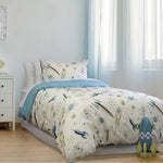 Jelly Bean Kids Rocket Boy Chambray Quilt Cover Set Double V442-INT-QUILTCS-ROCKETBOY-CHAMBRAY-DS