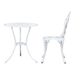 Gardeon 3PC Outdoor Setting Bistro Set Chairs Table Cast Aluminum Patio Furniture Tulip White GB-CALU-3PC-XG1018-WH