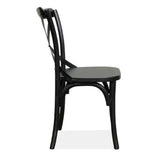 Rustica 4pc Set Dining Chair X-Back Solid Timber Wood Seat Black V315-VHND-STRA-01-4PC-KIT