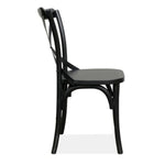 Rustica 2pc Set Dining Chair X-Back Solid Timber Wood Seat Black V315-VHND-STRA-01-2PC-KIT