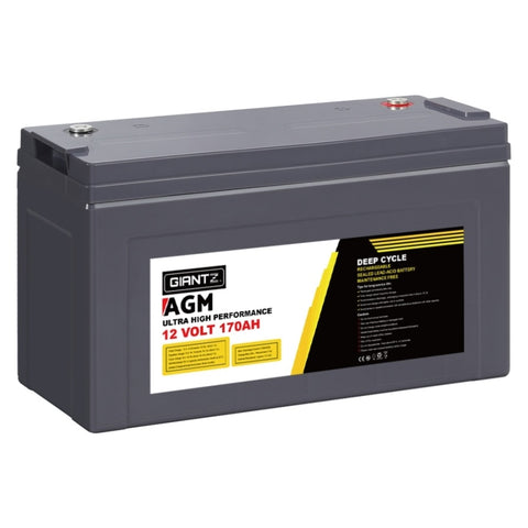 Giantz AGM Deep Cycle Battery 12V 170Ah Box Portable Solar Caravan Camping BATTERY-C-AGM-170