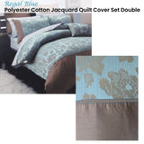 Regal Blue Polyester Cotton Jacquard Quilt Cover Set Double V442-CAP-QUILTCS-REGAL-BLUE-DB