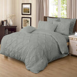 Diamond Pintuck Queen Size Grey Duvet Quilt Cover Set V493-ZQ-06