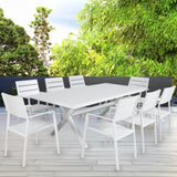 Percy 2pc Set Outdoor Dining Table Chair Aluminium Frame White V315-VOUT-ISLA-12-2PC-KIT