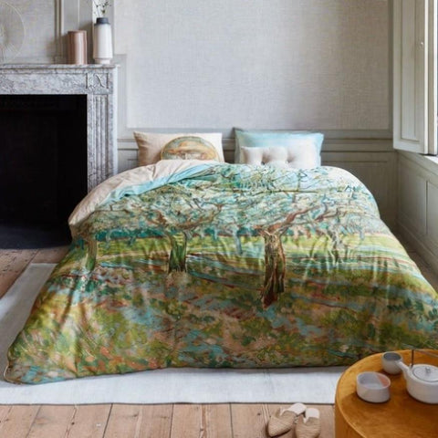 Bedding House Van Gogh Orchard Natural Cotton Sateen Quilt Cover Set King V442-HIN-QUILTCS-VANGOGHORCHARD-NATURAL-KI