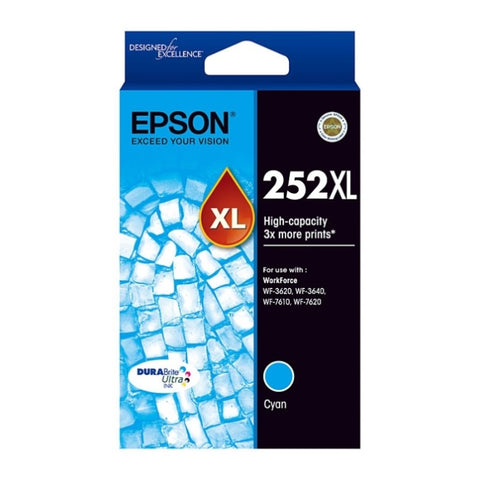 EPSON 252XL Cyan Ink Cartridge Suits WF3620/3640/7610/7620 V177-D-E252CXL