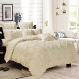 Diamond Pintuck Queen Size Quilt/Duvet Cover Set - Beige V493-ZQ-09