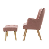 Artiss Armchair Set with Ottoman Pink Lansar UPHO-B-ARM05STO-PK