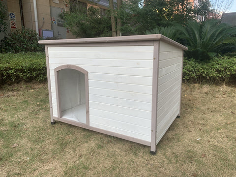 YES4PETS XXL Timber Pet Dog Kennel House Puppy Wooden Timber Cabin With Stripe White V278-DK-12595-WHITE