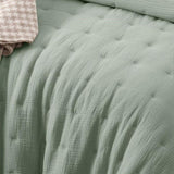 Vintage Design Homewares 3 Piece Hugo Cotton Gauze Quilted Comforter Set Sage Queen V442-HIN-COMFORTER-HUGO-SAGE-QS