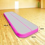 4m x 2m Air Track Gymnastics Mat Tumbling Exercise - Grey Pink IFM-0402-GYPK