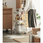 SOGA 3 Tier Steel White Foldable Kitchen Cart Multi-Functional Shelves Portable Storage Organizer KITCHENXY012