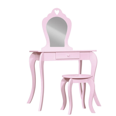Keezi Kids Dressing Table Stool Set Vanity Mirror Princess Children Makeup Pink FURNI-G-054-KDT-PK