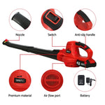 Giantz 20V Cordless Leaf Blower Garden Lithium Battery Electric Nozzles 2-Speed CORDLB-20V-RD