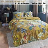 Bedding House Van Gogh Partout des Fleurs Gold Cotton Sateen Quilt Cover Set King V442-HIN-QUILTCS-PARTOUTDESFLEURS-GOLD-KI