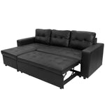 Sarantino Corner Sofa Bed Storage Chaise Couch Faux Leather Black SOFA-8175-PU-BK