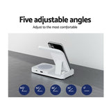 Devanti 4-in-1 Wireless Charger Dock Fast Charging for Phone White WC-A-101-WH