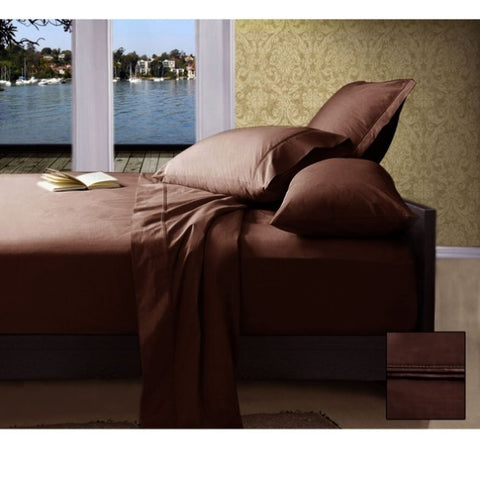 Ramesses 1000TC American Pima Cotton Plain Design Sheet Set Chocolate King V442-KIT-SHEETS-PIMAPLAIN-CHOCOLATE-KI