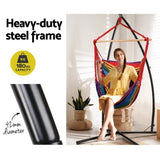 Gardeon Hammock Chair Outdoor Camping Hanging with Steel Stand Rainbow HM-CHAIR-PILLOW-RAINBOW-X