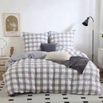 Rylee Grey Check Seersucker Quilt Cover Set - King Size V493-JH-K-06