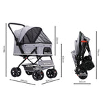 PaWz Pet Stroller Pram Dog Carrier Trailer Grey ST1006-GY