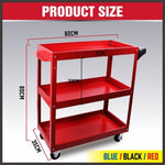 Blue 3-Tier Tool Cart Trolley Toolbox Workshop Garage Storage 150KG Organizer Garage V465-91518