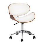 Artiss Wooden Office Chair Leather Seat White OCHAIR-BS-5429-WH