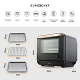 EUROCHEF 18L 9-in-1 Combi Steam Oven and Air Fryer, Black V219-COKOVNEUCAS18