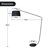 Sarantino Metal Arc Floor Lamp in Black Finish with Linen Taper Shade LMP-MLM-447