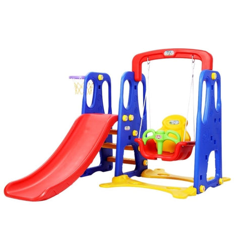 Keezi Kids Slide Swing Set Basketball Hoop Outdoor Playground Toys 120cm Blue KPS-7557A-CFL