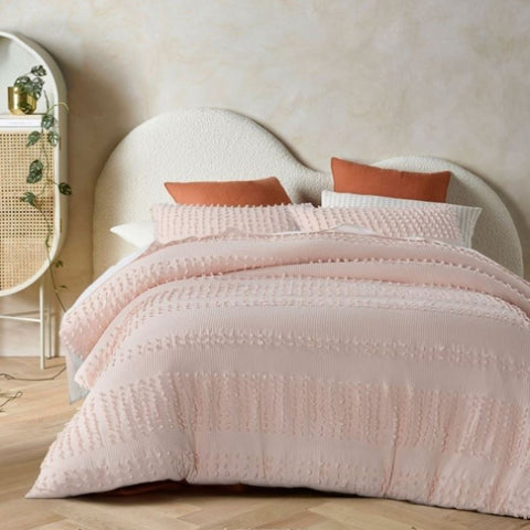 Vintage Design Homewares Luca Blush Cotton Quilt Cover Set Queen V442-HIN-QUILTCS-LUCA-BLUSH-QS