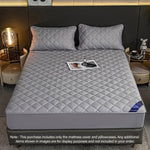 SOGA Grey 138cm Wide Cross-Hatch Mattress Cover Thick Quilted Stretchable Bed Spread Sheet Protector BCOVER4005