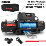 X-BULL 12V Electric Winch 12000LBS synthetic rope 4wd Jeep with winch cover V211-AUEB-XBEW006WP011