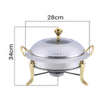 SOGA 2X Stainless Steel Gold Accents Round Buffet Chafing Dish Cater Food Warmer Chafer with Glass CHAFINGDISHSOUPGOLDX2