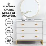 Sarantino Amara Chest of Drawers Tallboy Dresser - White/Gold CHE-90L-05-WHG