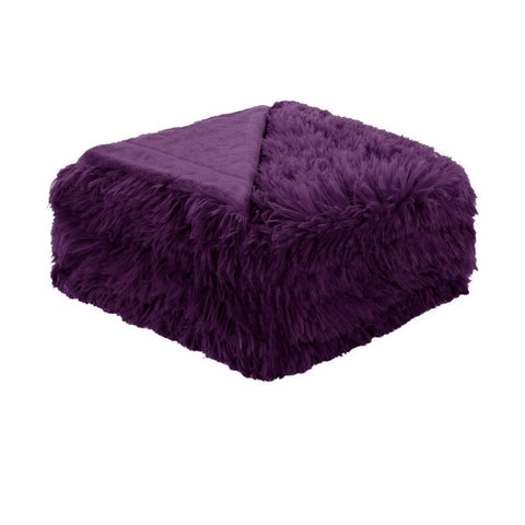 Hotel Living Soft Shaggy Long Hair Blanket Queen Purple V442-ATX-BLANKET-SHAGGY-PURPLE-QS