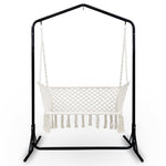 Gardeon Hammock Chair with Stand Macrame Outdoor Garden 2 Seater Cream HM-CHAIR-STAND-U-DOU-CREAM