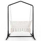 Gardeon Hammock Chair with Stand Macrame Outdoor Garden 2 Seater Cream HM-CHAIR-STAND-U-DOU-CREAM