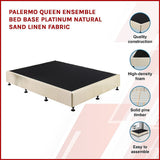 Palermo Queen Ensemble Bed Base Platinum Natural Sand Linen Fabric V63-823171