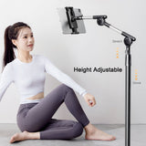 RTAKO 1.6m Retractable Adjustable Lazy Mobile Phone Tablet Floor Stand Rotatable Tablet Holder V255-RTAKO-STAND-BK