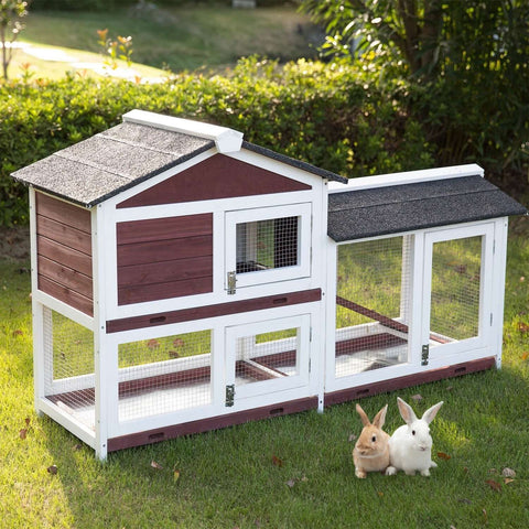 YES4PETS Double Storey Large Rabbit Hutch Guinea Pig Cat Cage , Ferret Cage With Pull Out Tray V278-RH311