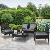 Gardeon Outdoor Sofa Set Wicker Lounge Setting Table and Chairs Patio Furniture FF-SAIPAN-BK