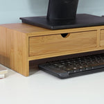 Bamboo Monitor Stand Desk Organizer with 2 Drawers V178-84546