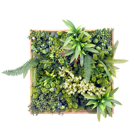 YES4HOMES 3D Green Artificial Plants Wall Panel Flower Wall With Frame Vertical Garden UV Resistant V278-CCGK004BV004-RHEA