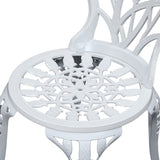 Gardeon 3PC Outdoor Setting Bistro Set Chairs Table Cast Aluminum Patio Furniture Tulip White GB-CALU-3PC-XG1018-WH