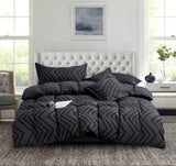 Tufted Boho Wave Jacquard Super King Size Black Duvet Quilt Cover Set V493-JZ-05-SK