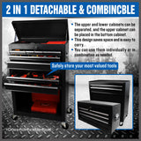 Black Tool Box 7 Drawer Chest Cabinet Trolley Toolbox Garage Storage Lockable Brake V465-95233