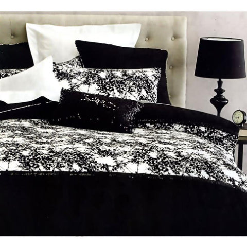 Canterbury Quill Quilt Cover Set Queen V442-LDE-QUILTCS-QUILL-BLACK-QS