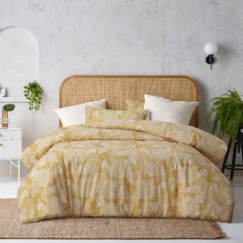 Accessorize Betty Otway Ochre Washed Cotton Printed Quilt Cover Set Double V442-HIN-QUILTCS-OTWAY-OCHRE-DS