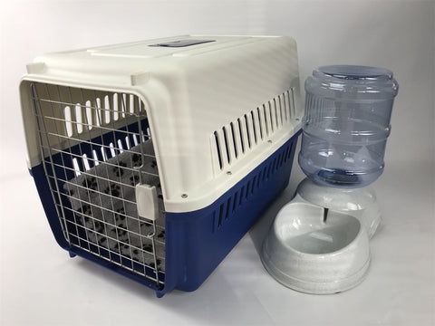 YES4PETS XL Dog Puppy Cat Crate Pet Carrier Cage W Mat & Water Dispenser 72x53x53cm V278-FC-720-NAVY-W-WATER11-BED